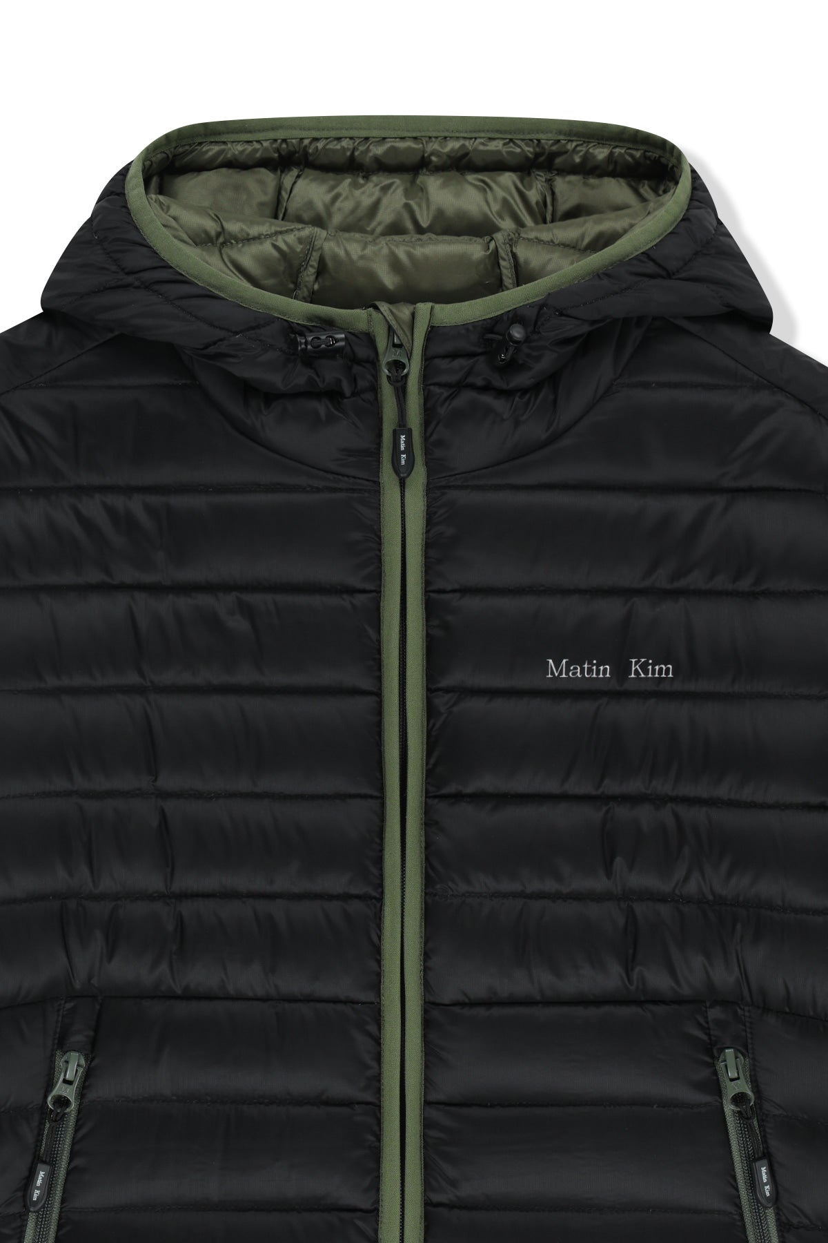Matin Kim - Contrast Trim Light Down Hoody Jumper (Black) product image 3 | TRAB K-Fashion Australia