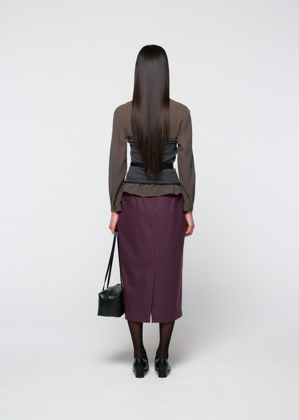 Amomento - [Pre-Order] Wool pencil skirt (Burgundy) product image 4 | TRAB K-Fashion Australia
