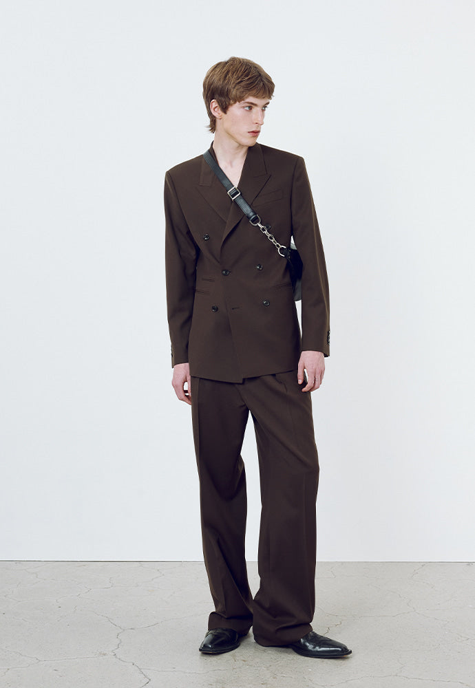 Tonywack - Wool Twill Double-Breasted Tailored Blazer (Brown) product image 1 | TRAB K-Fashion Australia