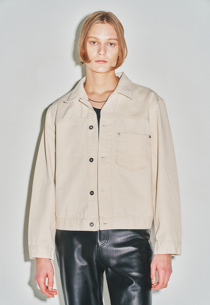 Tonywack - Cropped Single Pocket Denim Jacket (Ecru) product image 4 | TRAB K-Fashion Australia