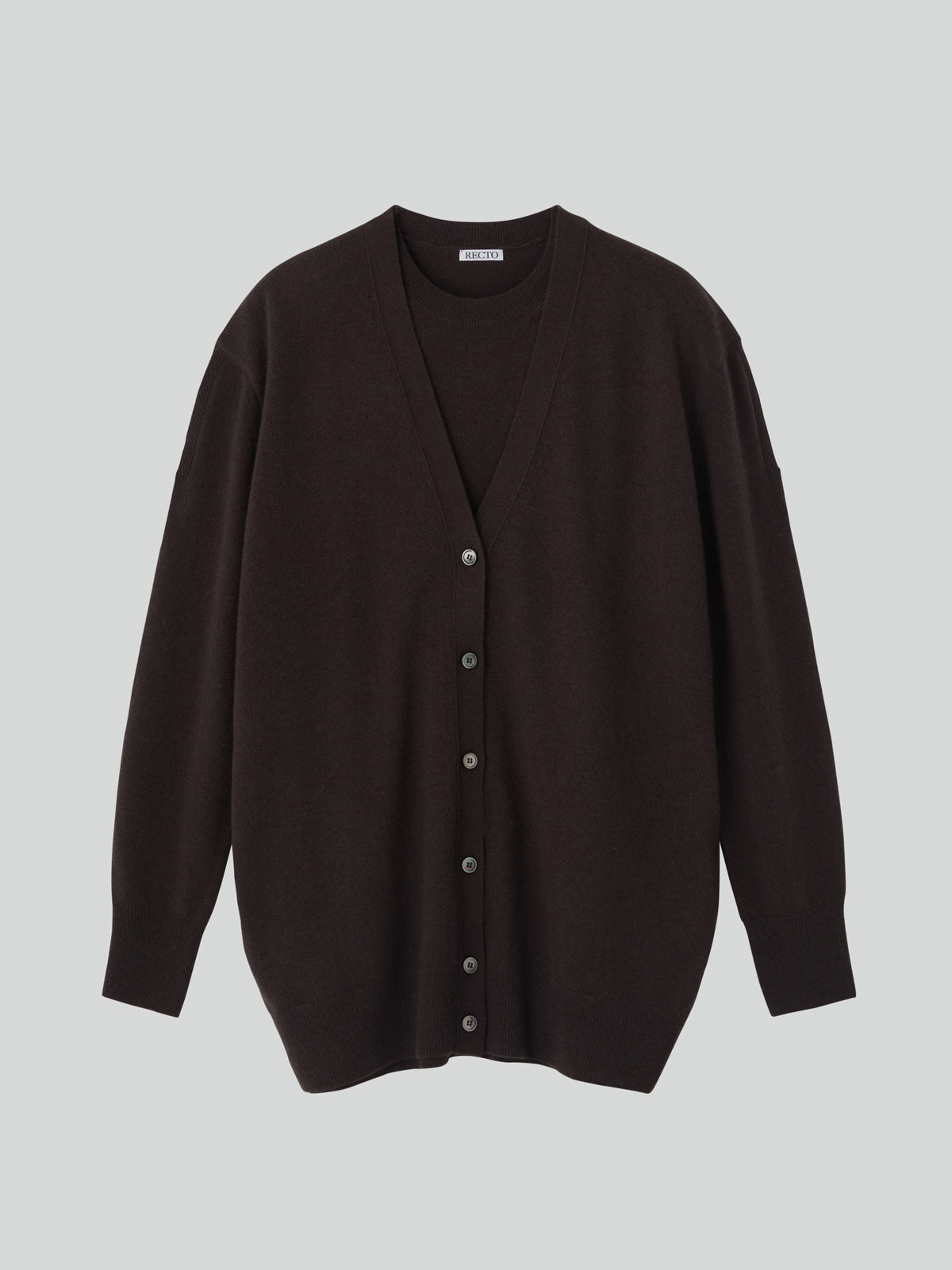 Recto - Layered Cardigan Knit Top (Dark Chocolate) product image 10 | TRAB K-Fashion Australia