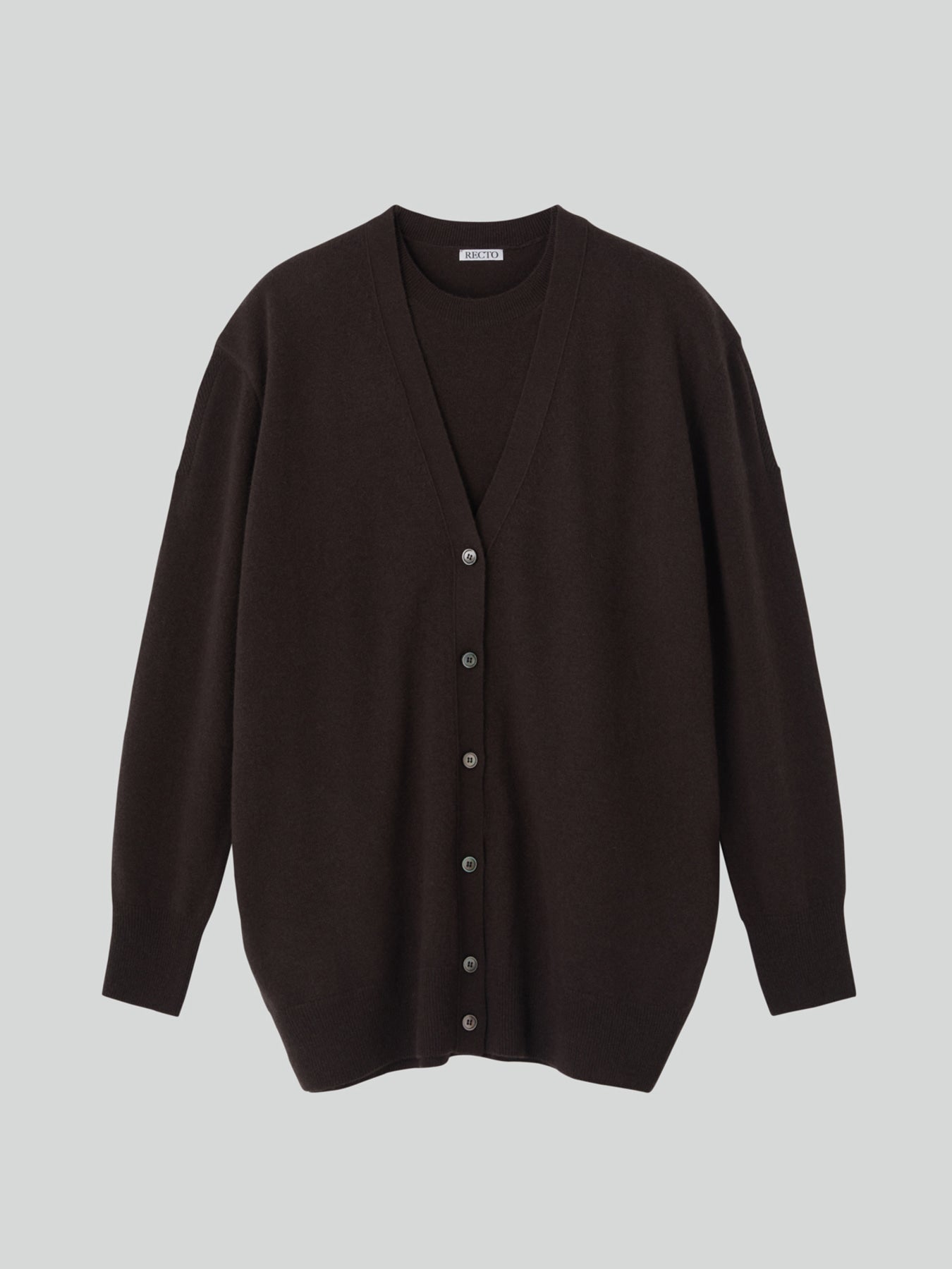 Recto - Layered Cardigan Knit Top (Dark Chocolate) product image 10 | TRAB K-Fashion Australia