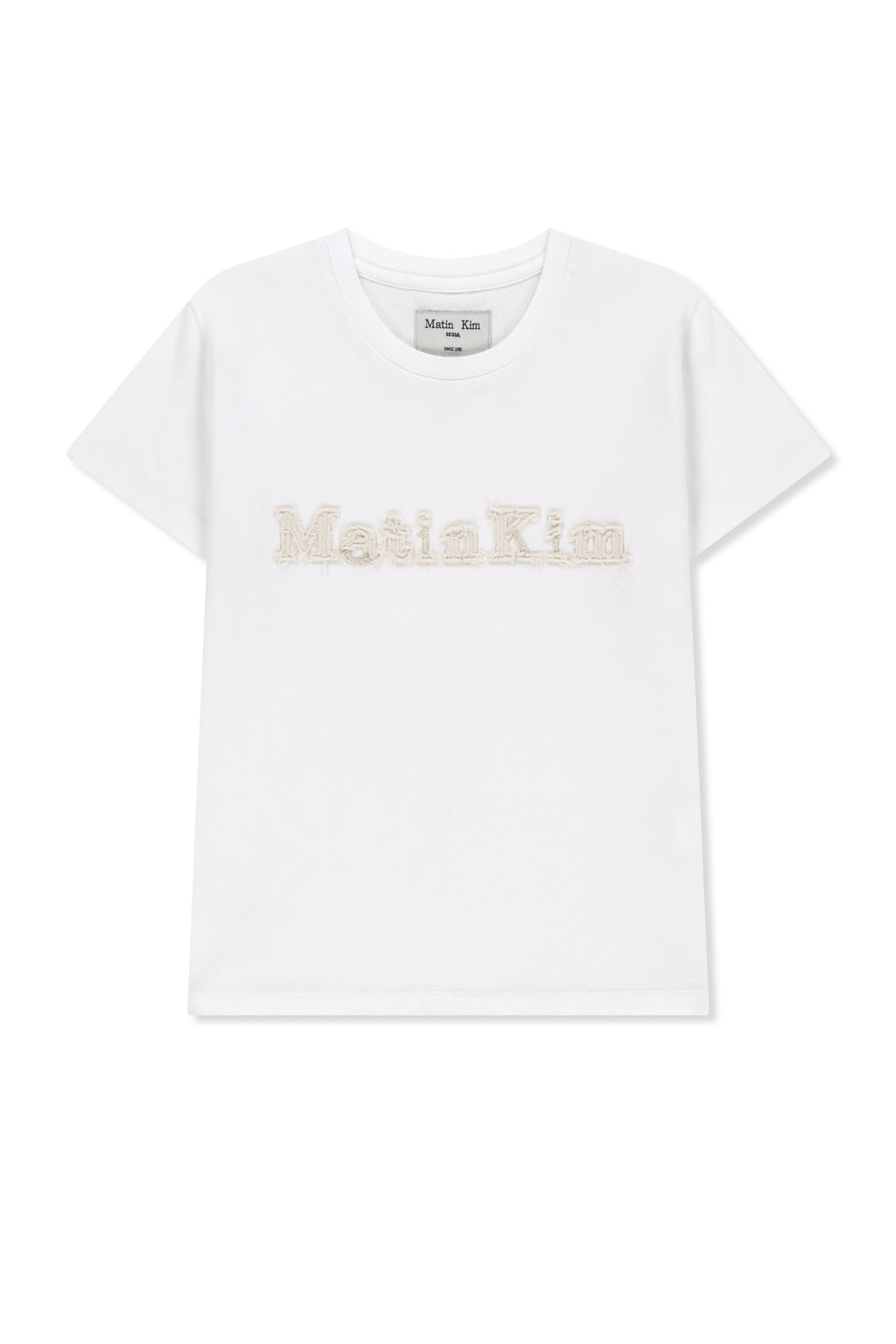 Matin Kim - Applique Logo Slim Top (White) product image 1 | TRAB K-Fashion Australia