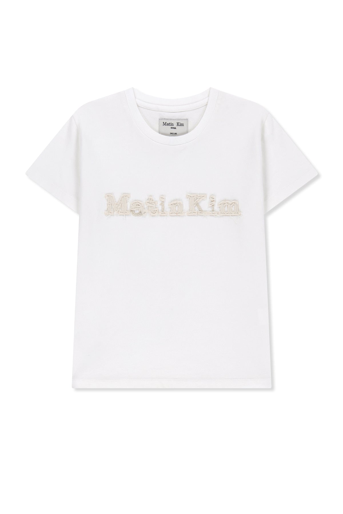 Matin Kim - Applique Logo Slim Top (White) product image 1 | TRAB K-Fashion Australia
