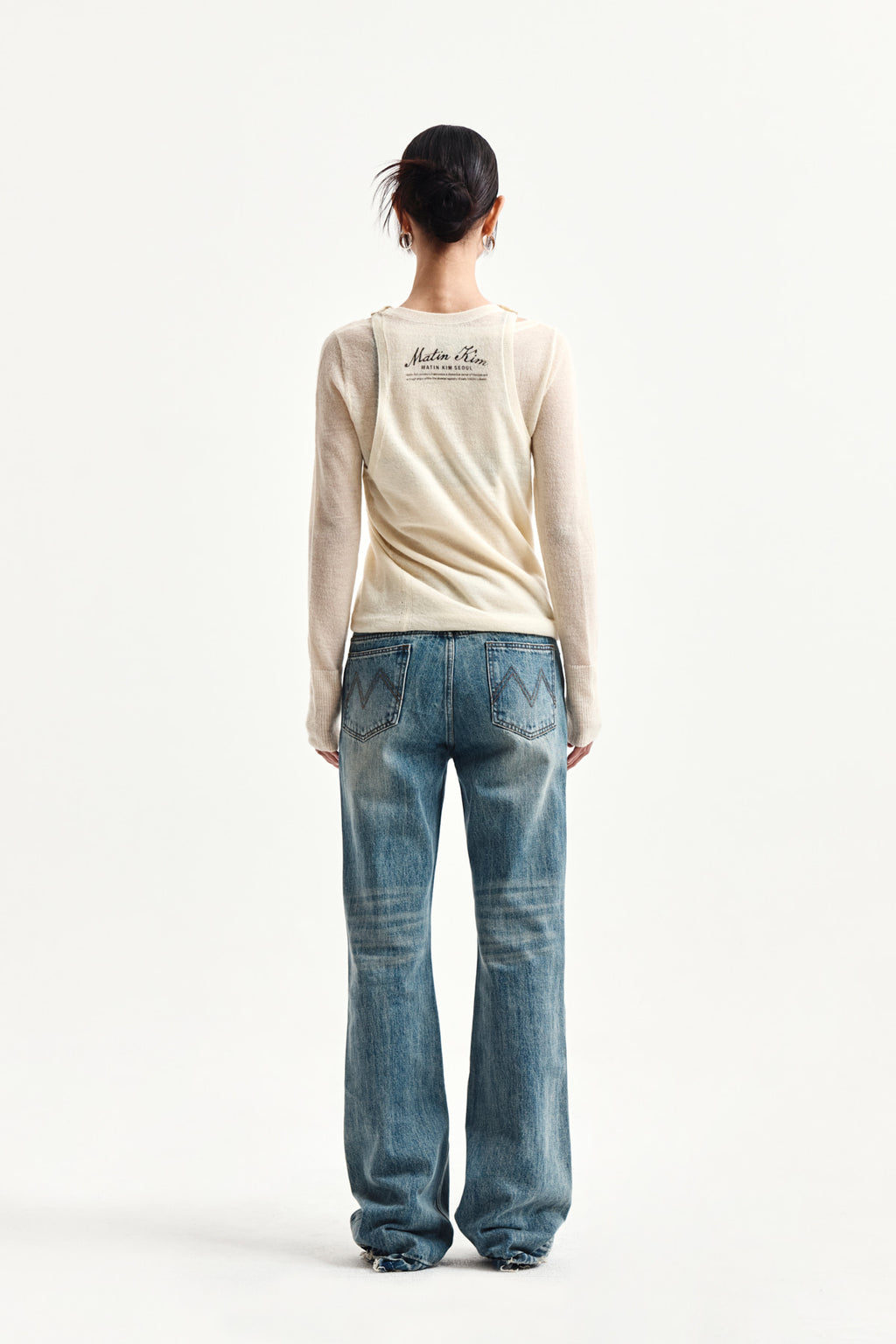 Matin Kim - Washed Point Boots Cut Denim Pants (Blue) product image 7 | TRAB K-Fashion Australia