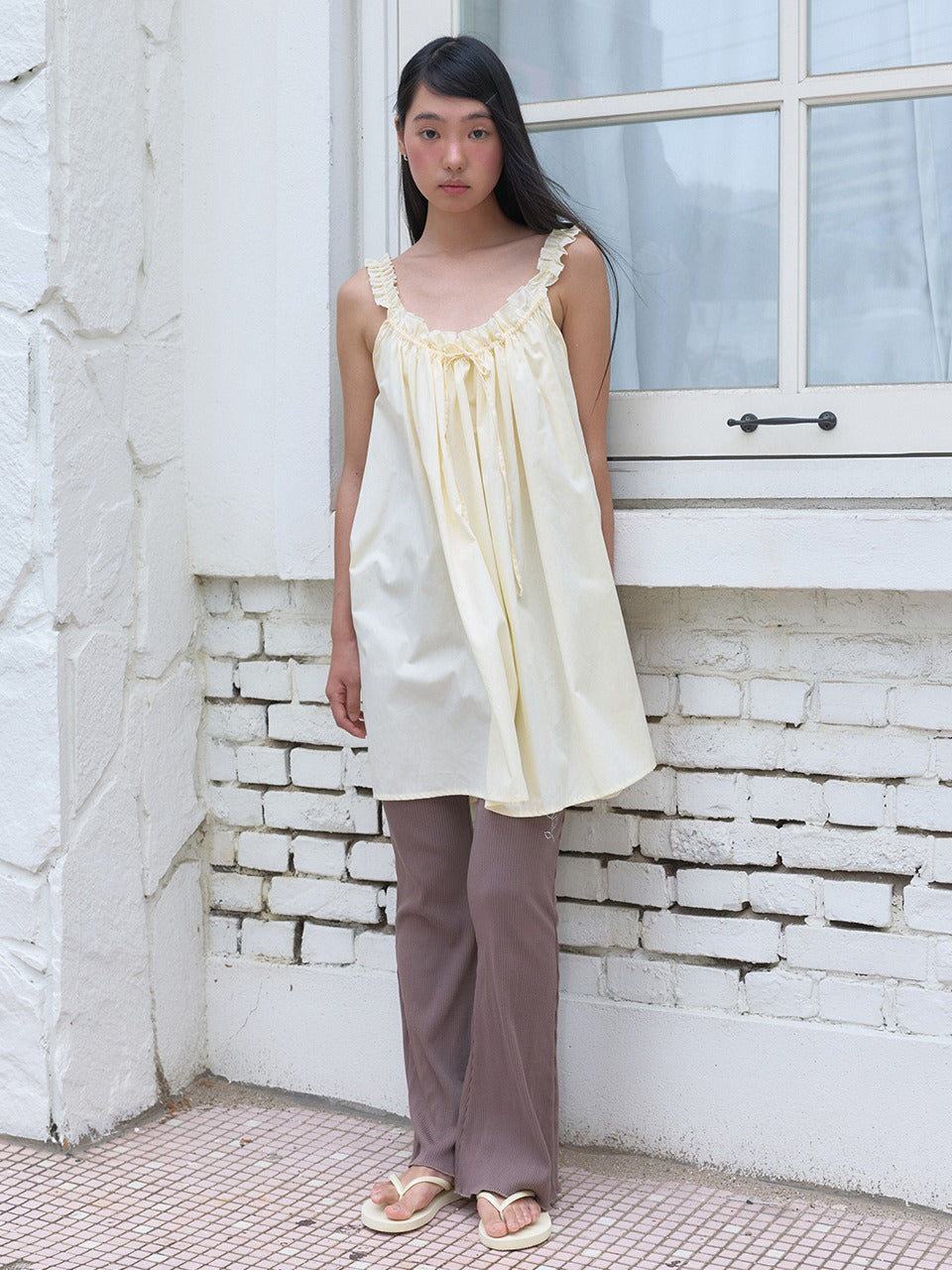 Margarin Fingers - String Shirring One-Piece (Light Yellow) product image 1 | TRAB K-Fashion Australia