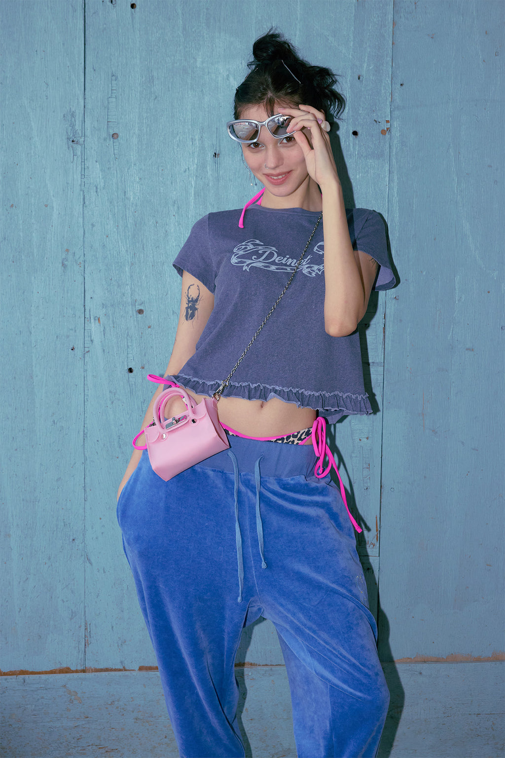 Deinet - Ruffle Washed T-Shirt (Navy) product image 7 | TRAB K-Fashion Australia