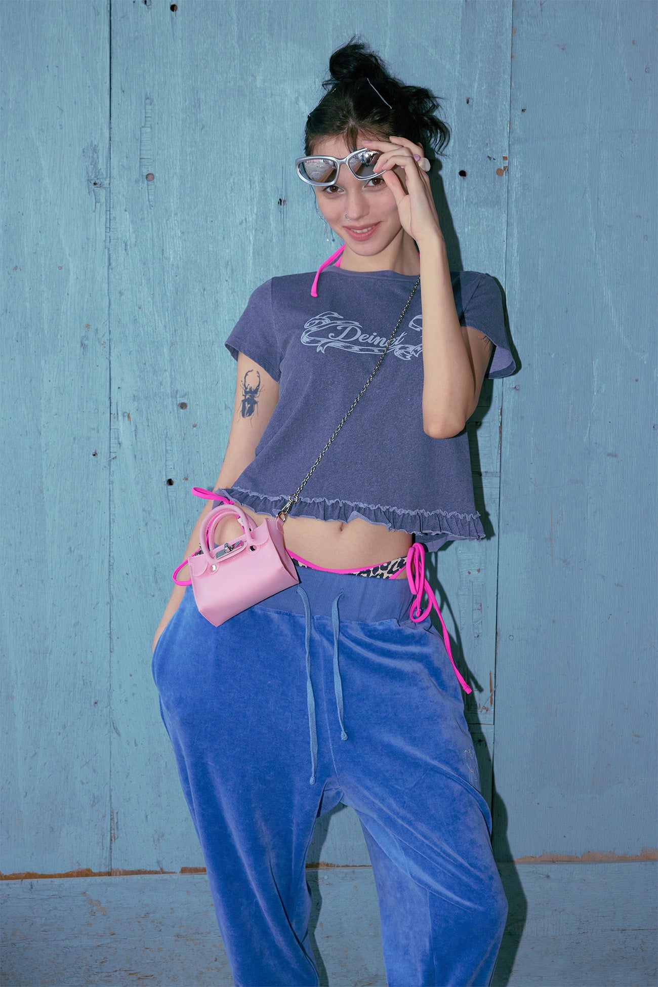 Deinet - Ruffle Washed T-Shirt (Navy) product image 7 | TRAB K-Fashion Australia