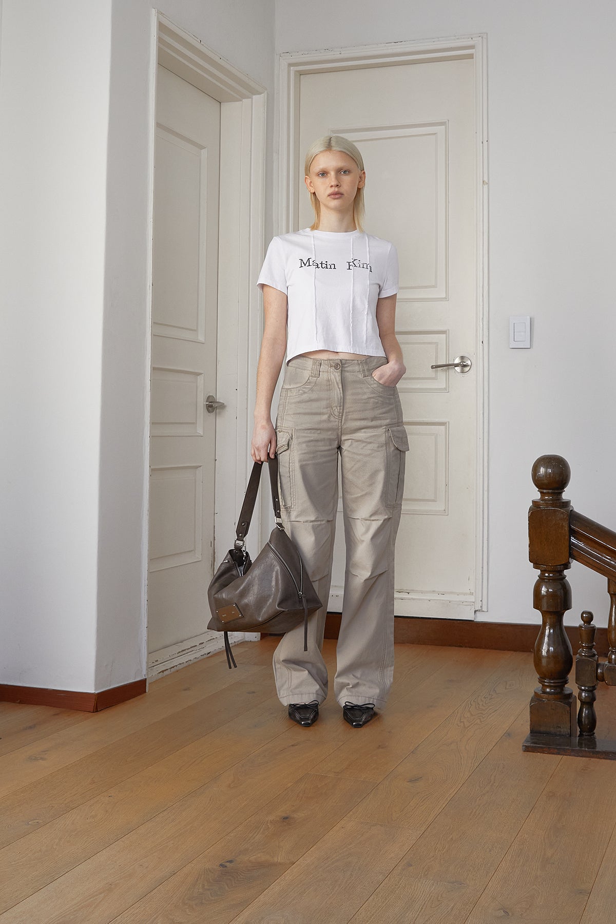 Matin Kim - Washed Cotton Cargo Pants (Beige) product image 7 | TRAB K-Fashion Australia