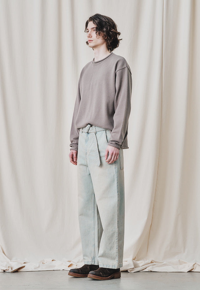 Art if acts - Belted Wide Denim Pants (Bleached Indigo) product image 4 | TRAB K-Fashion Australia