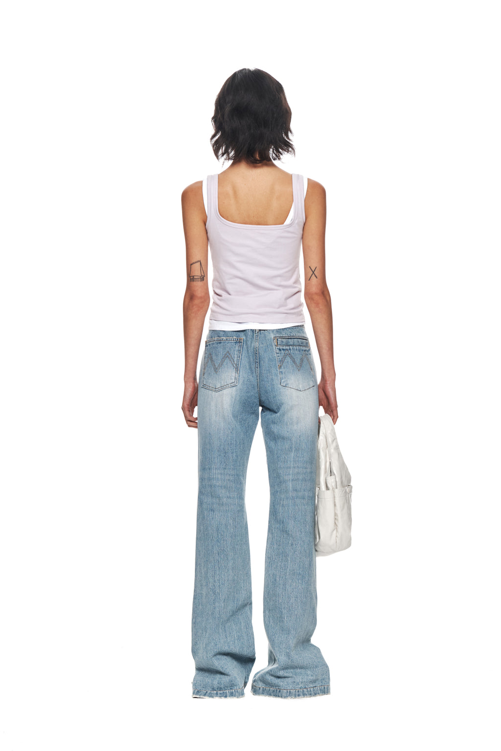 Matin Kim - Side Snap Boots Cut Denim Pants (Blue) product image 7 | TRAB K-Fashion Australia