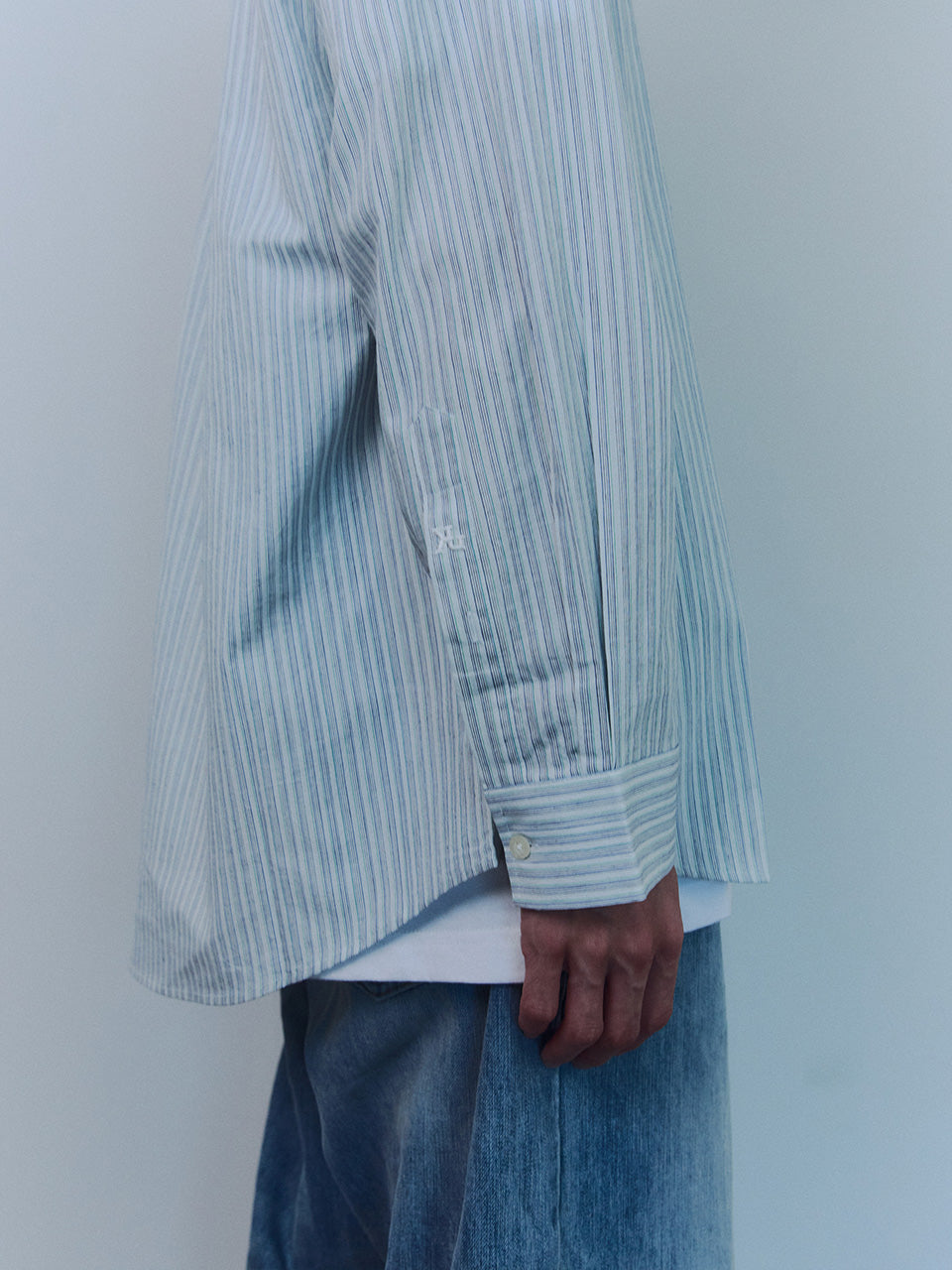 Kijun - Natural Stripe Button Down Shirt (Blue) product image 5 | TRAB K-Fashion Australia