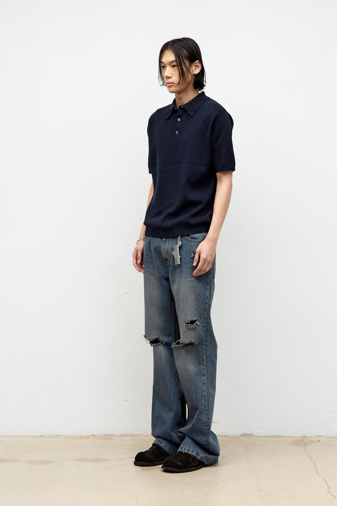 Coor - Compact Sandy Polo Knit (Dark Navy) product image 3 | TRAB K-Fashion Australia