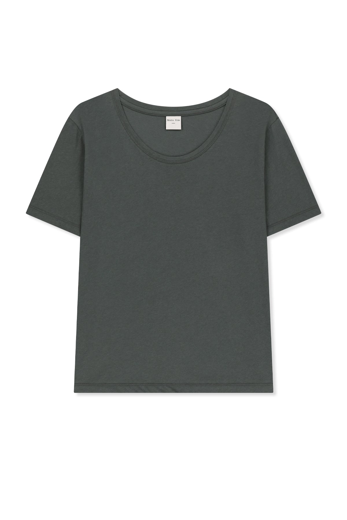 Matin Kim - Label Point U Neck Top (Charcoal) product image 1 | TRAB K-Fashion Australia