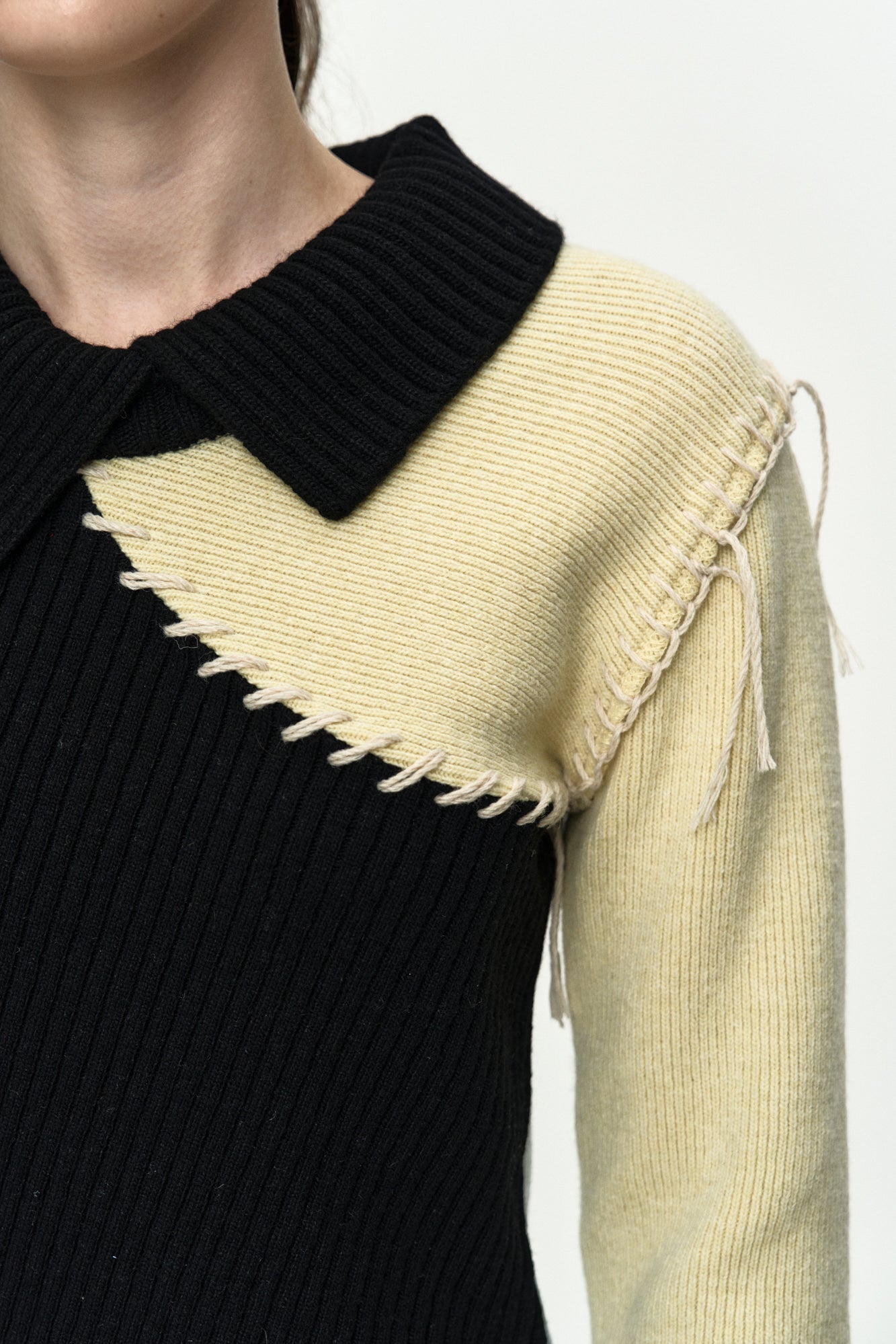 Andersson Bell - Asymmetric Panel Collar Sweater (Black) product image 6 | TRAB K-Fashion Australia