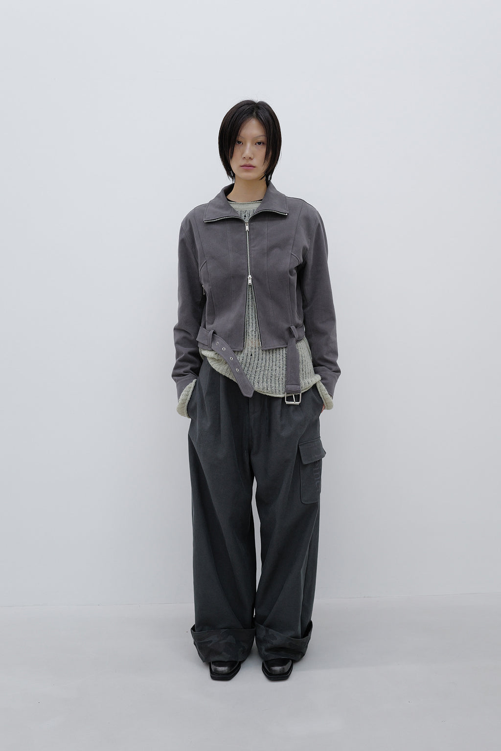 Deinet - Deinet Belted Cotton Jacket (Charcoal) product image 6 | TRAB K-Fashion Australia