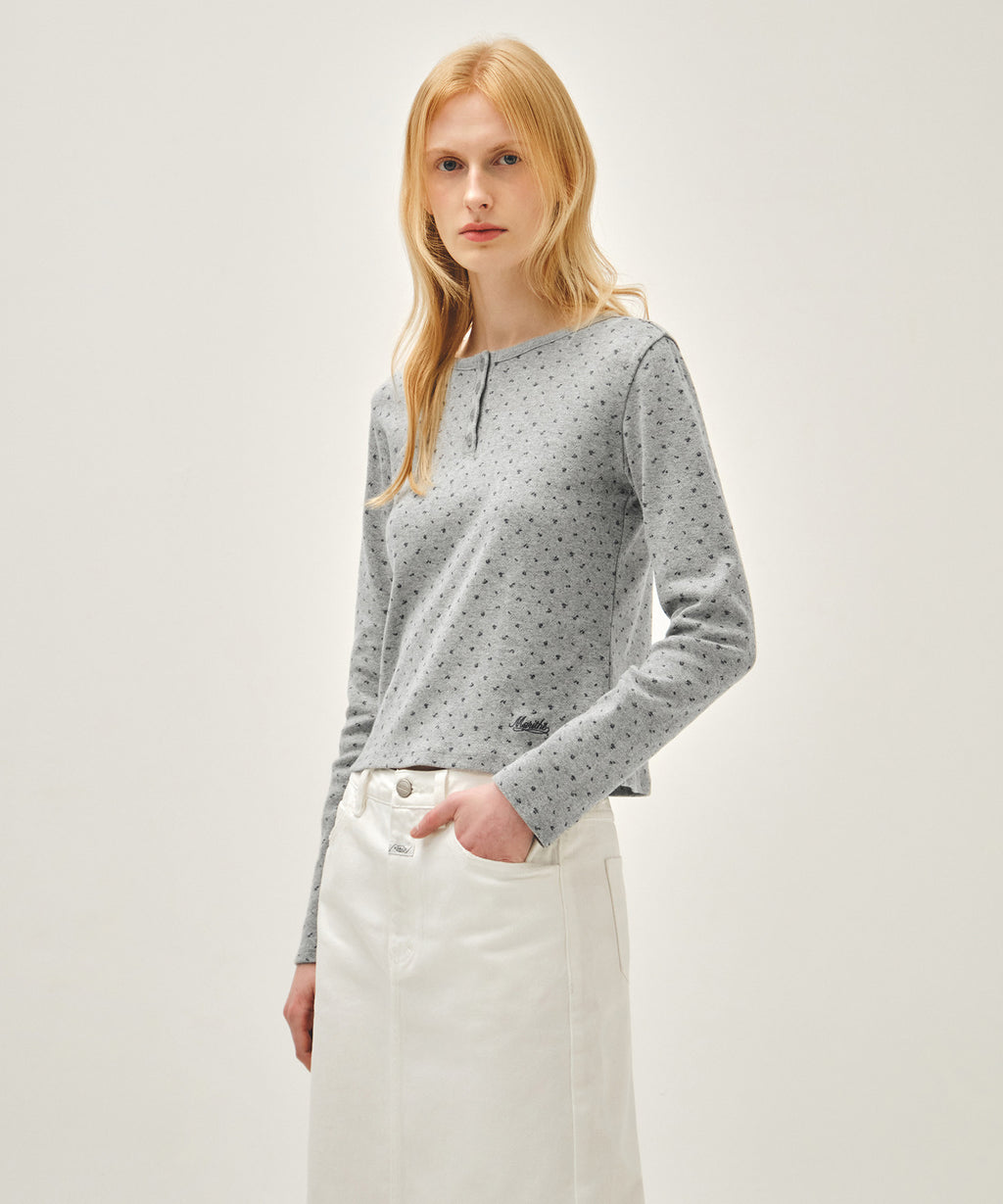 Marithe & Francois Girbaud - Flower Pattern Long Sleeve Tee (Melange Gray) product image 1 | TRAB K-Fashion Australia