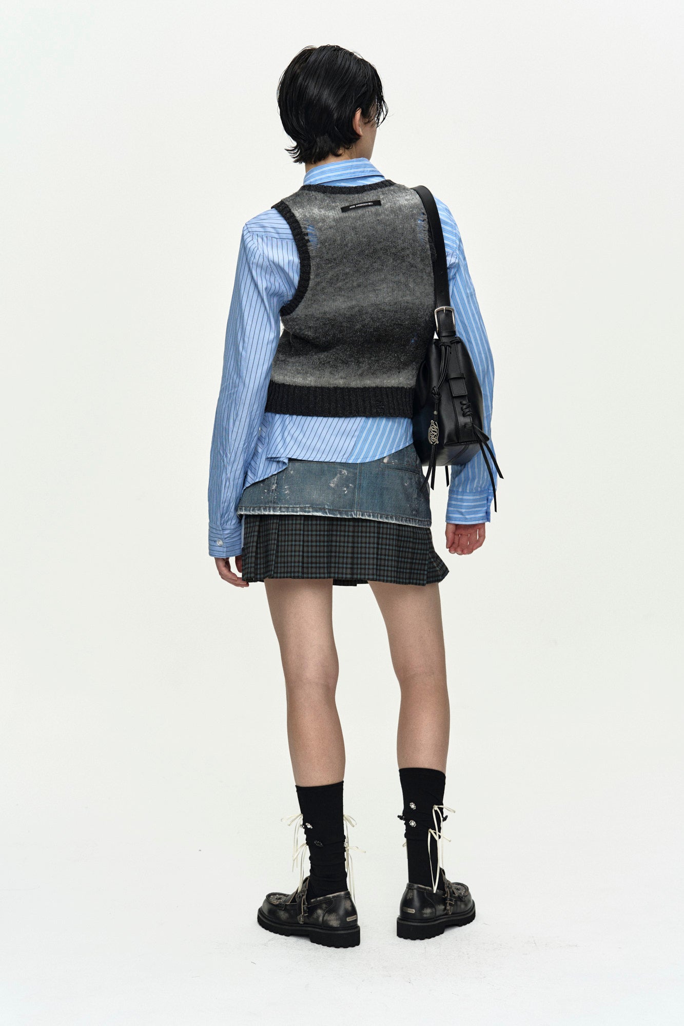 Andersson Bell - Back Knit Argyle Patched Vest (Grey) product image 5 | TRAB K-Fashion Australia