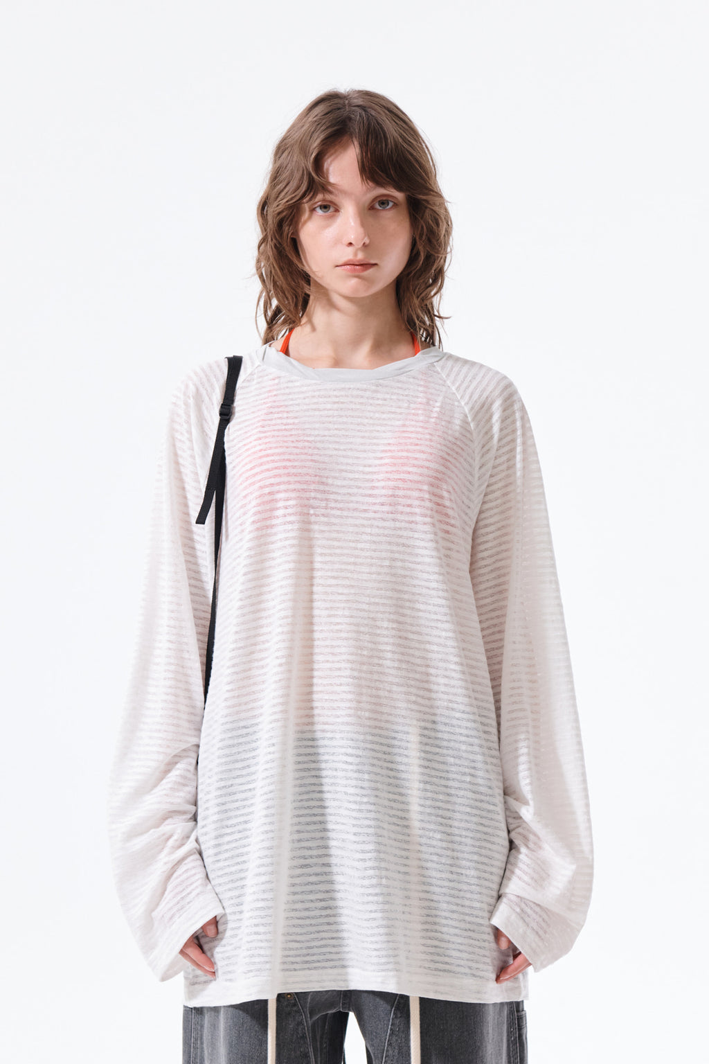 Matin Kim - Twist Boat Neck Stripe Logo Top (White) product image 10 | TRAB K-Fashion Australia
