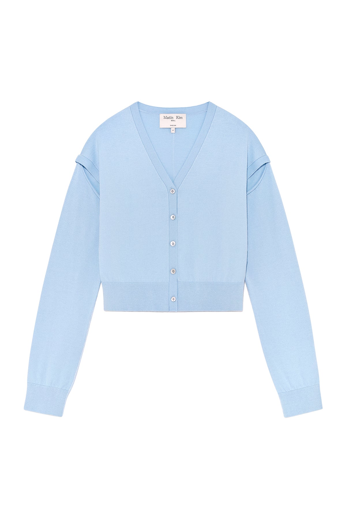 Matin Kim - Slit Detail Button Cardigan (Light Blue) product image 1 | TRAB K-Fashion Australia