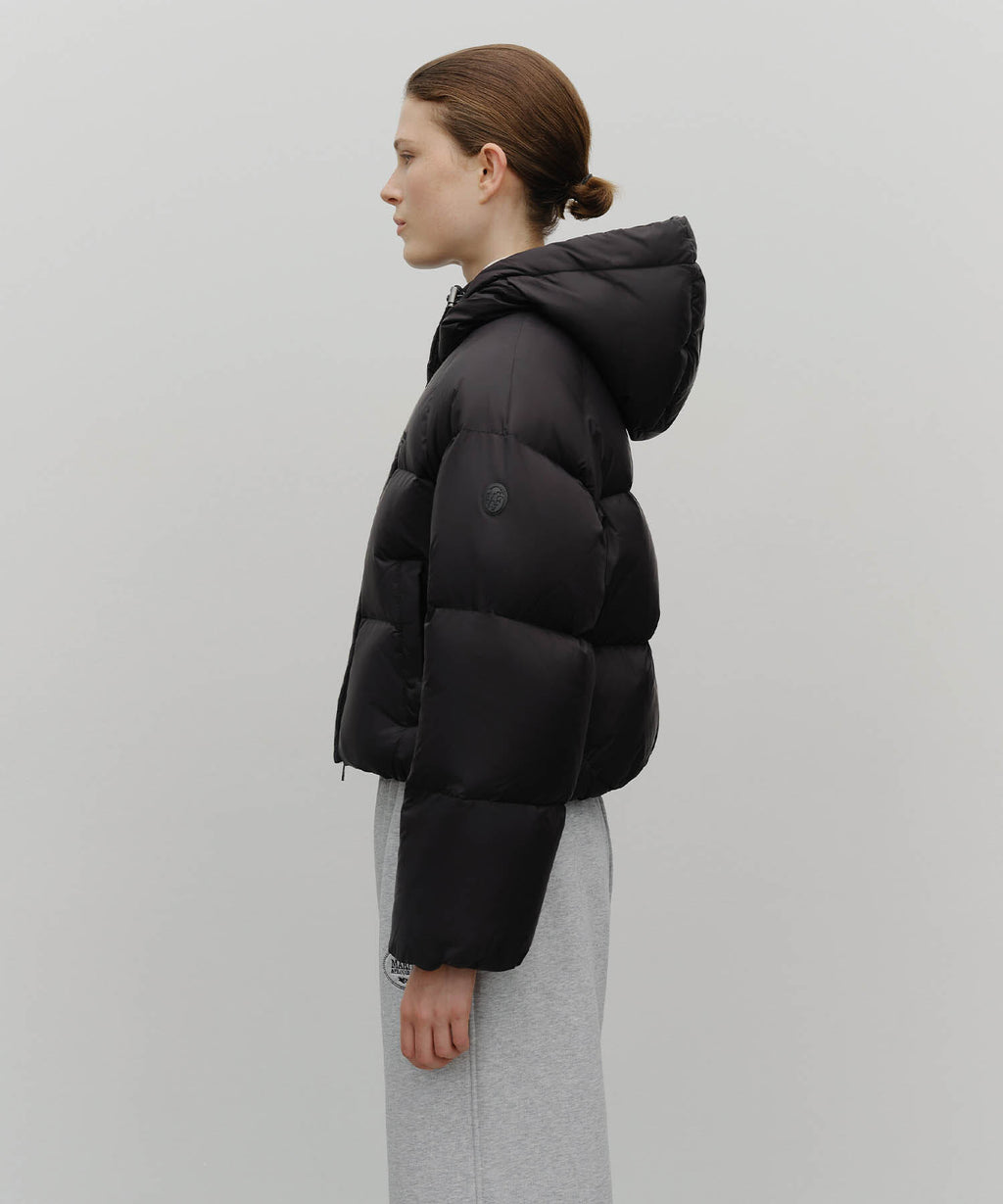 Marithe & Francois Girbaud - Regular Logo Hooded Crop Down Jacket (Black) product image 2 | TRAB K-Fashion Australia