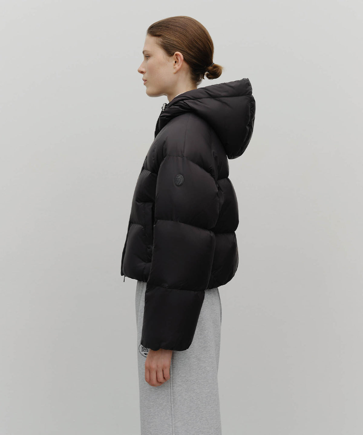 Marithe & Francois Girbaud - Regular Logo Hooded Crop Down Jacket (Black) product image 2 | TRAB K-Fashion Australia