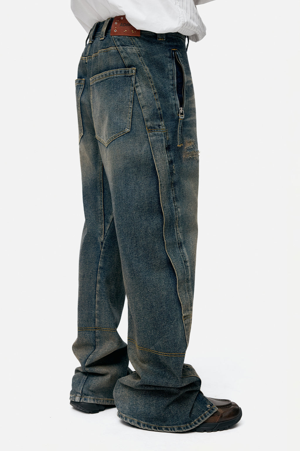 Andersson Bell - Unisex Twisted Zipper Pocket Jeans (Dusty Blue) product image 7 | TRAB K-Fashion Australia