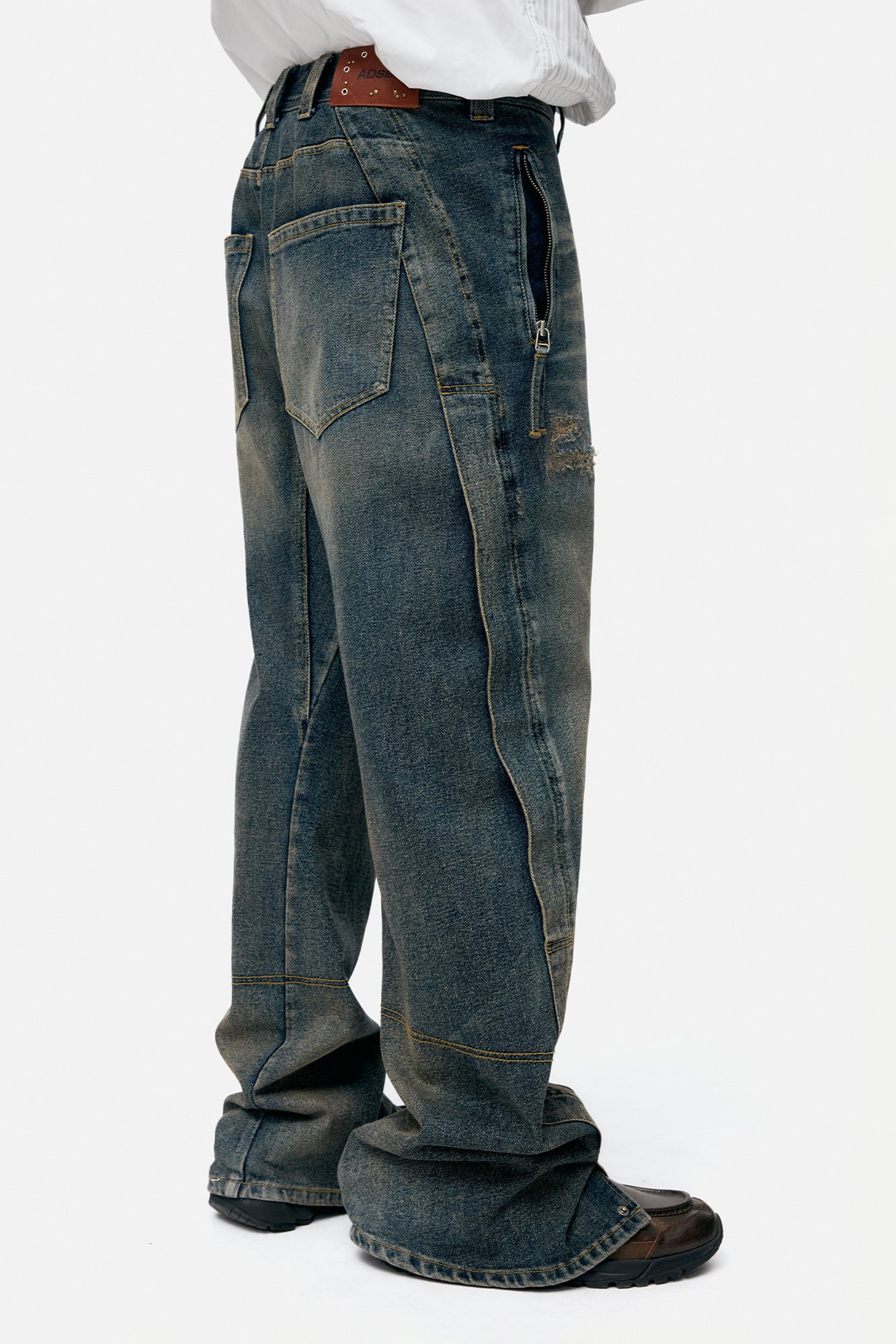 Andersson Bell - Unisex Twisted Zipper Pocket Jeans (Dusty Blue) product image 22 | TRAB K-Fashion Australia