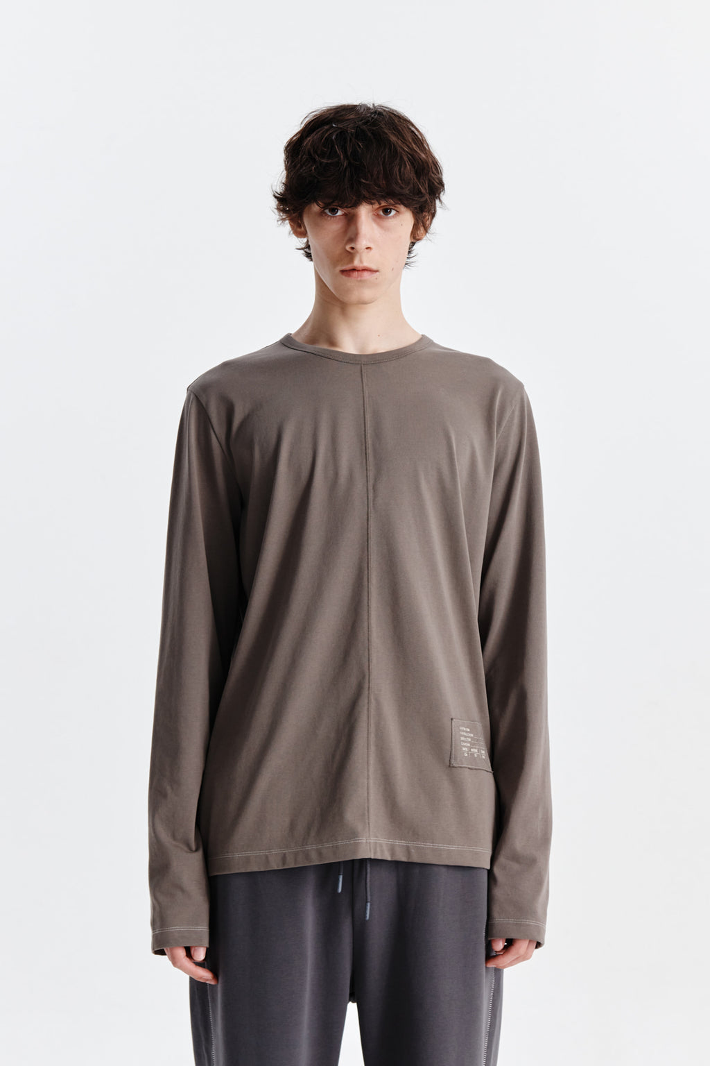 Matin Kim - Patch Graphic Point Long Sleeve Top (Khaki) product image 10 | TRAB K-Fashion Australia