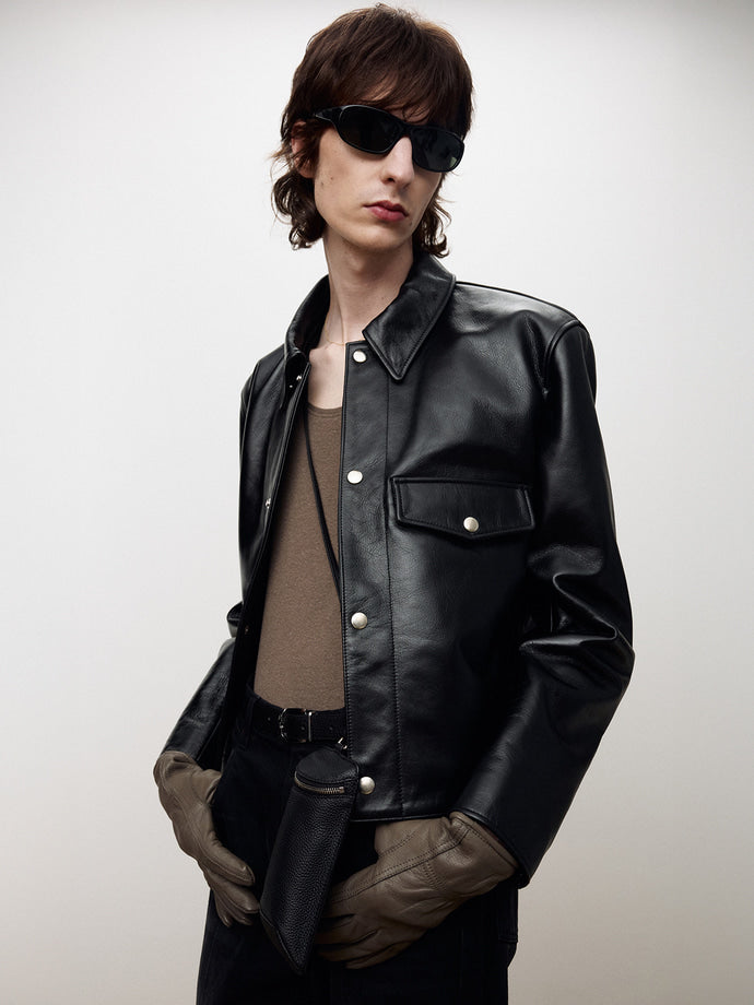 Tonywack - Leather Biker Short Blouson (Black) product image 1 | TRAB K-Fashion Australia