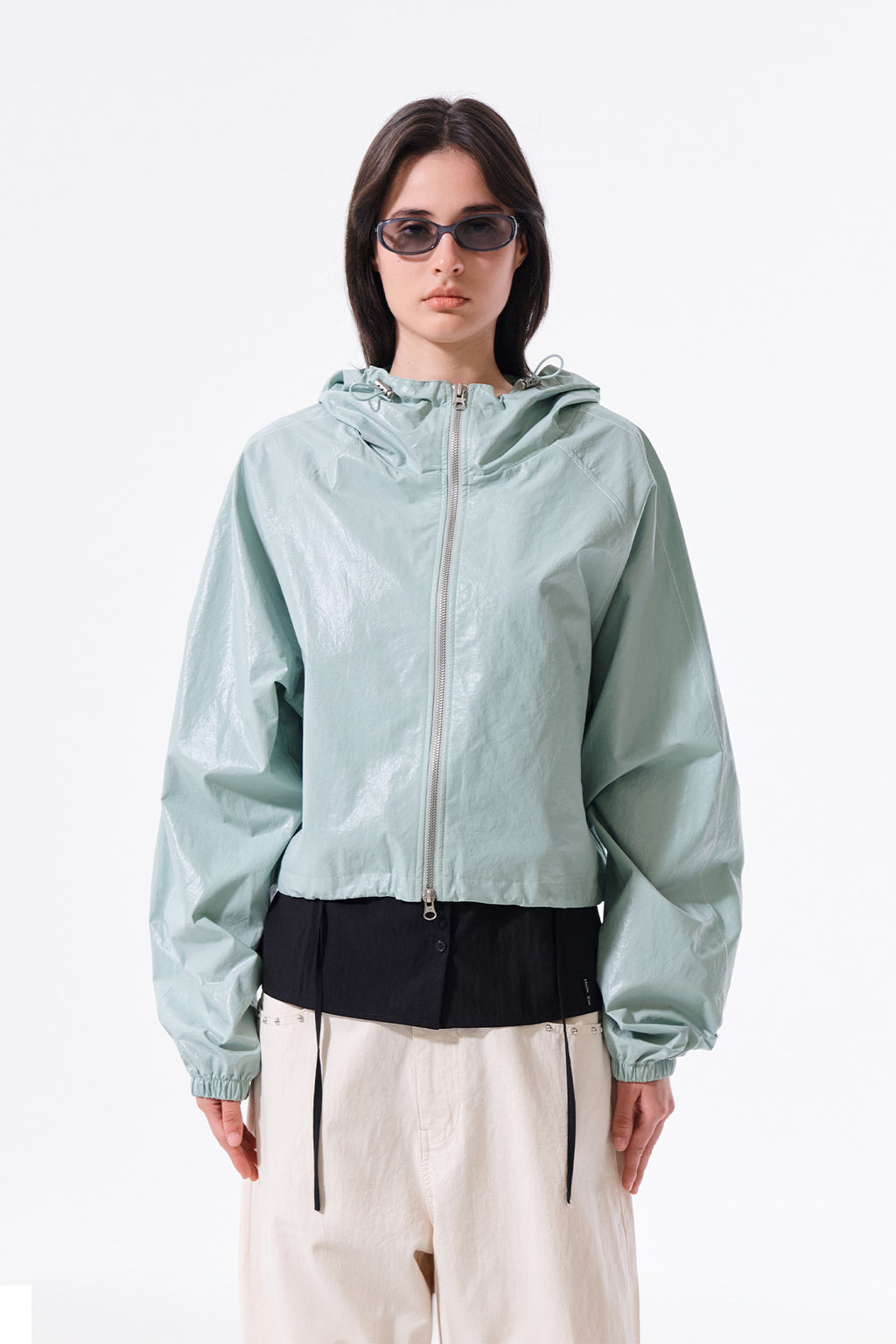 Matin Kim - Matin Crop Hoody Coating Jumper (Mint) product image 10 | TRAB K-Fashion Australia