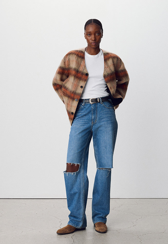 Tonywack - Straight-Leg Distressed Denim Jeans (Mid Blue) product image 1 | TRAB K-Fashion Australia