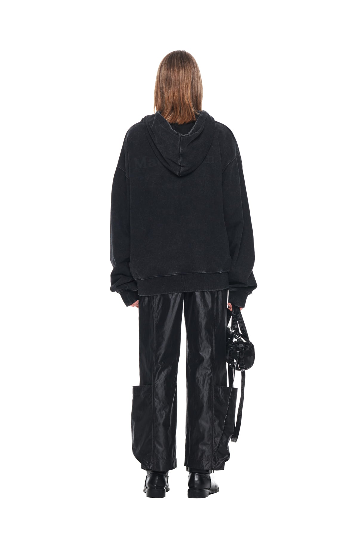 Matin Kim - Pigment Dying Logo Hoody Zip Up (Black) product image 7 | TRAB K-Fashion Australia