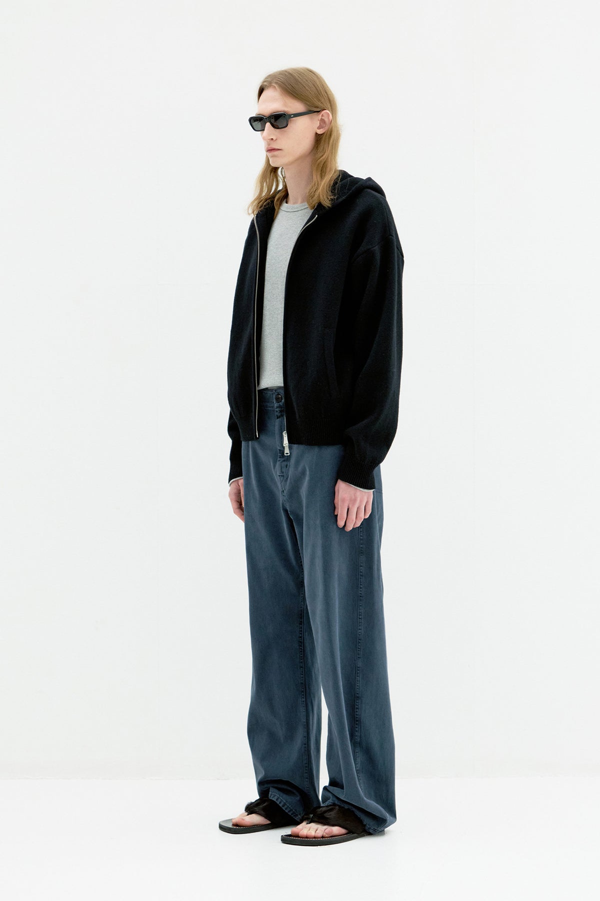 Coor - Double Face Wool And Blend Hoodie Zip-Up (Black) product image 3 | TRAB K-Fashion Australia