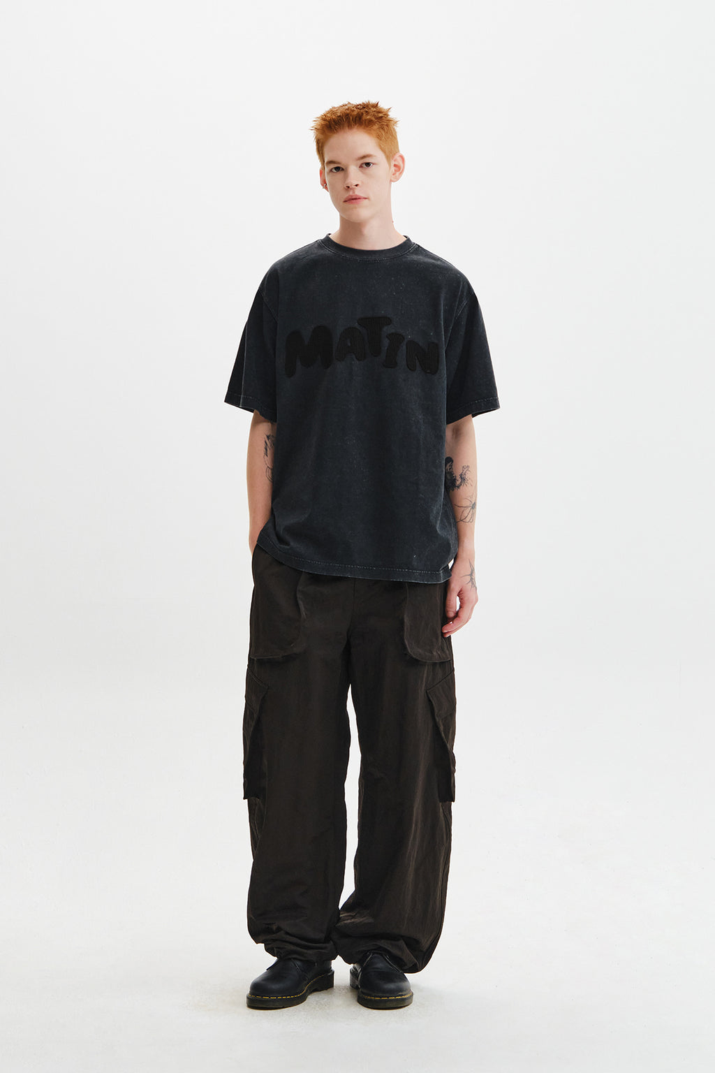 Matin Kim - Waffle Applique Logo Top (Charcoal) product image 11 | TRAB K-Fashion Australia