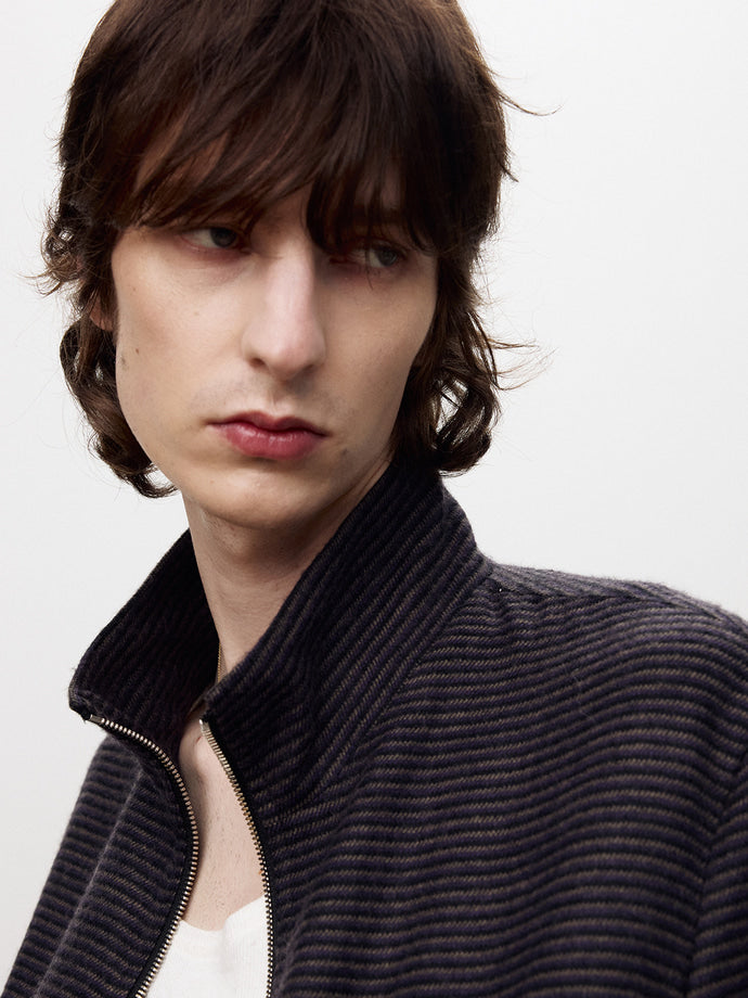 Tonywack - Brushed Stripe Full Zip Jumper (Purple Multi Stripe) product image 7 | TRAB K-Fashion Australia