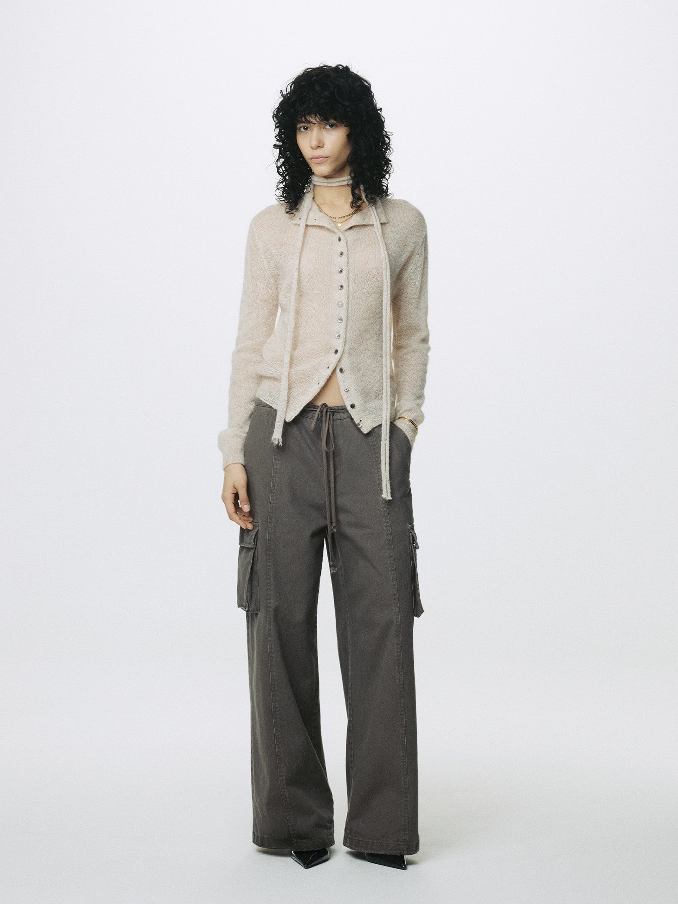 Tonywack - Cotton Drawstring Cargo Trousers (Pale Brown) product image 1 | TRAB K-Fashion Australia