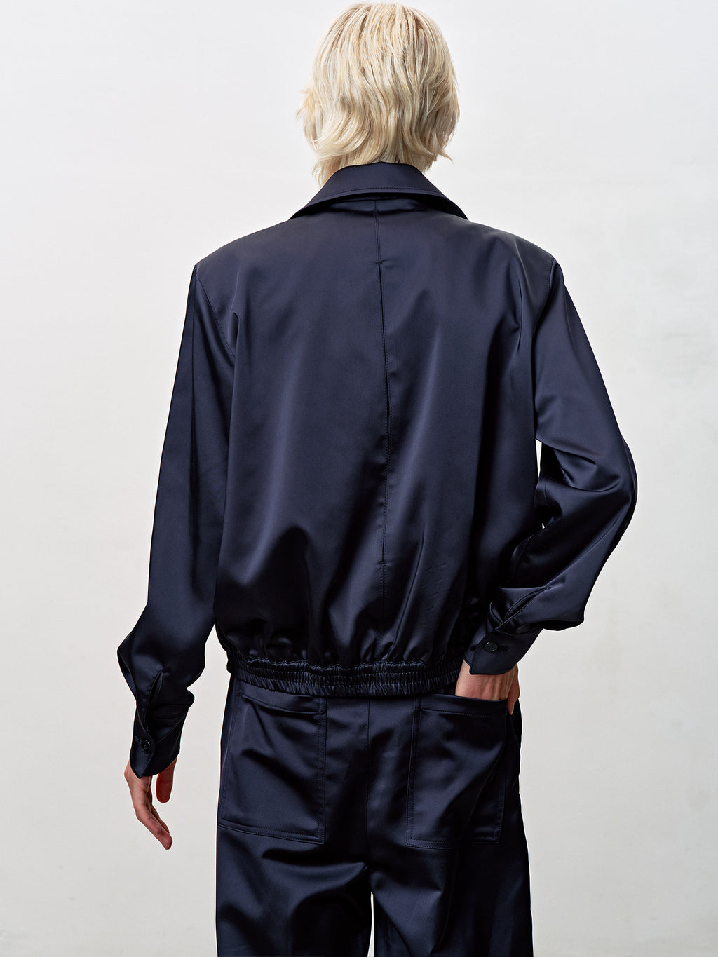 Tonywack - Silky Zippered Blouson Jacket (Navy) product image 7 | TRAB K-Fashion Australia