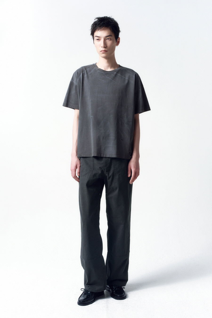 Insilence - Distressed Crop Box Fit T-Shirt (Charcoal) product image 6 | TRAB K-Fashion Australia