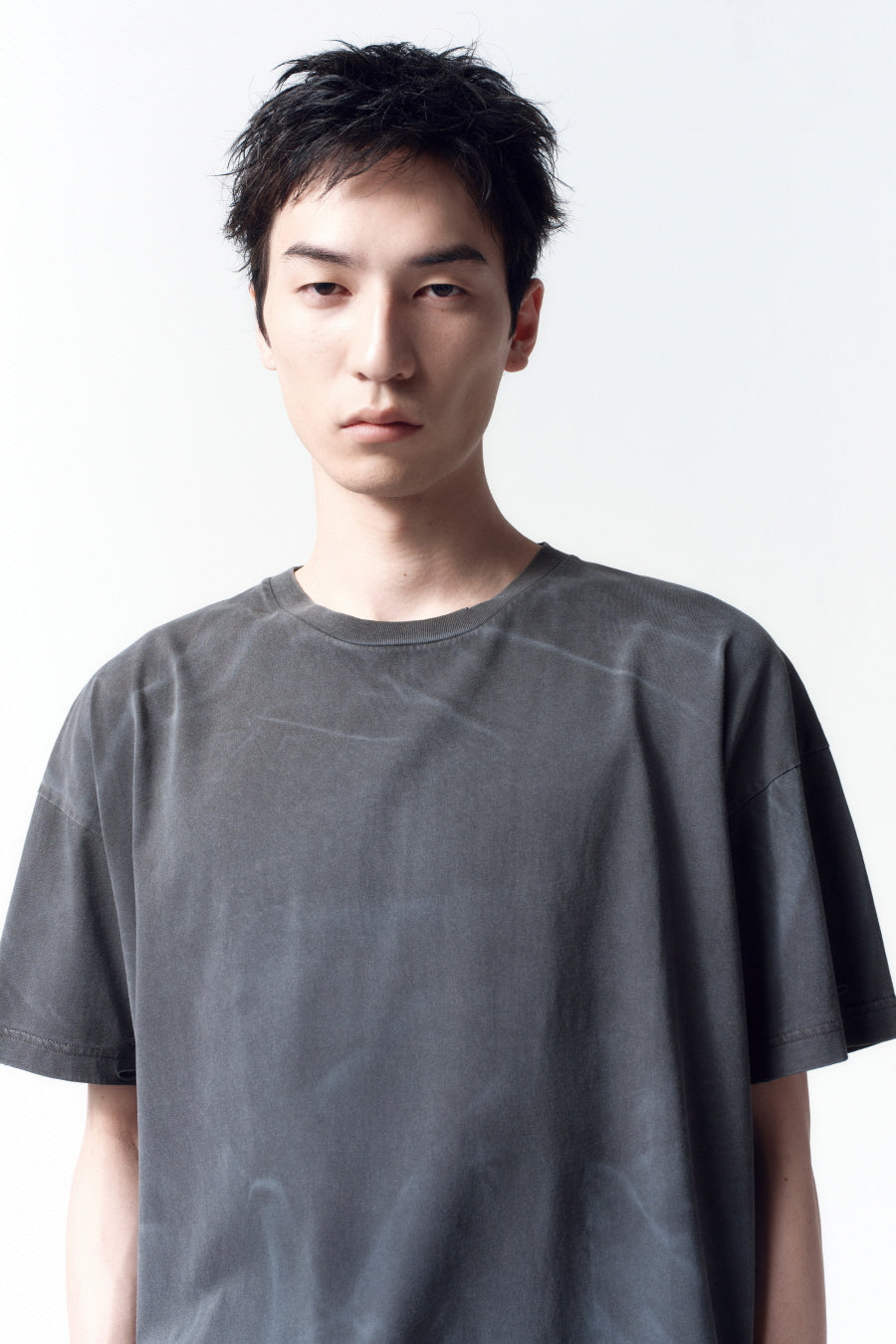 Insilence - Distressed Crop Box Fit T-Shirt (Charcoal) product image 2 | TRAB K-Fashion Australia
