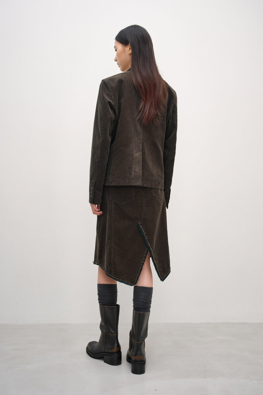 Insilence - Cut-Off Corduroy Skirt (Brown) product image 6 | TRAB K-Fashion Australia