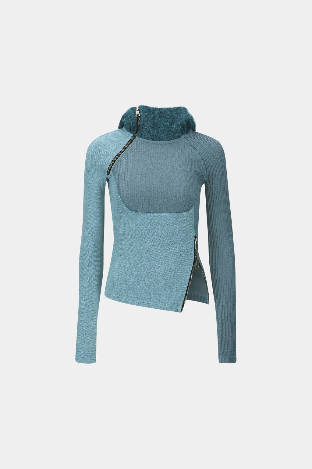 Andersson Bell - (essential) Tight Ribbed Combination Hoodie (Blue) product image 7 | TRAB K-Fashion Australia