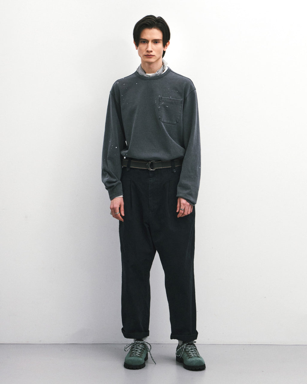 Eastlogue - Naval Embroidery L.s T-shirts (Washed Black) product image 1 | TRAB K-Fashion Australia