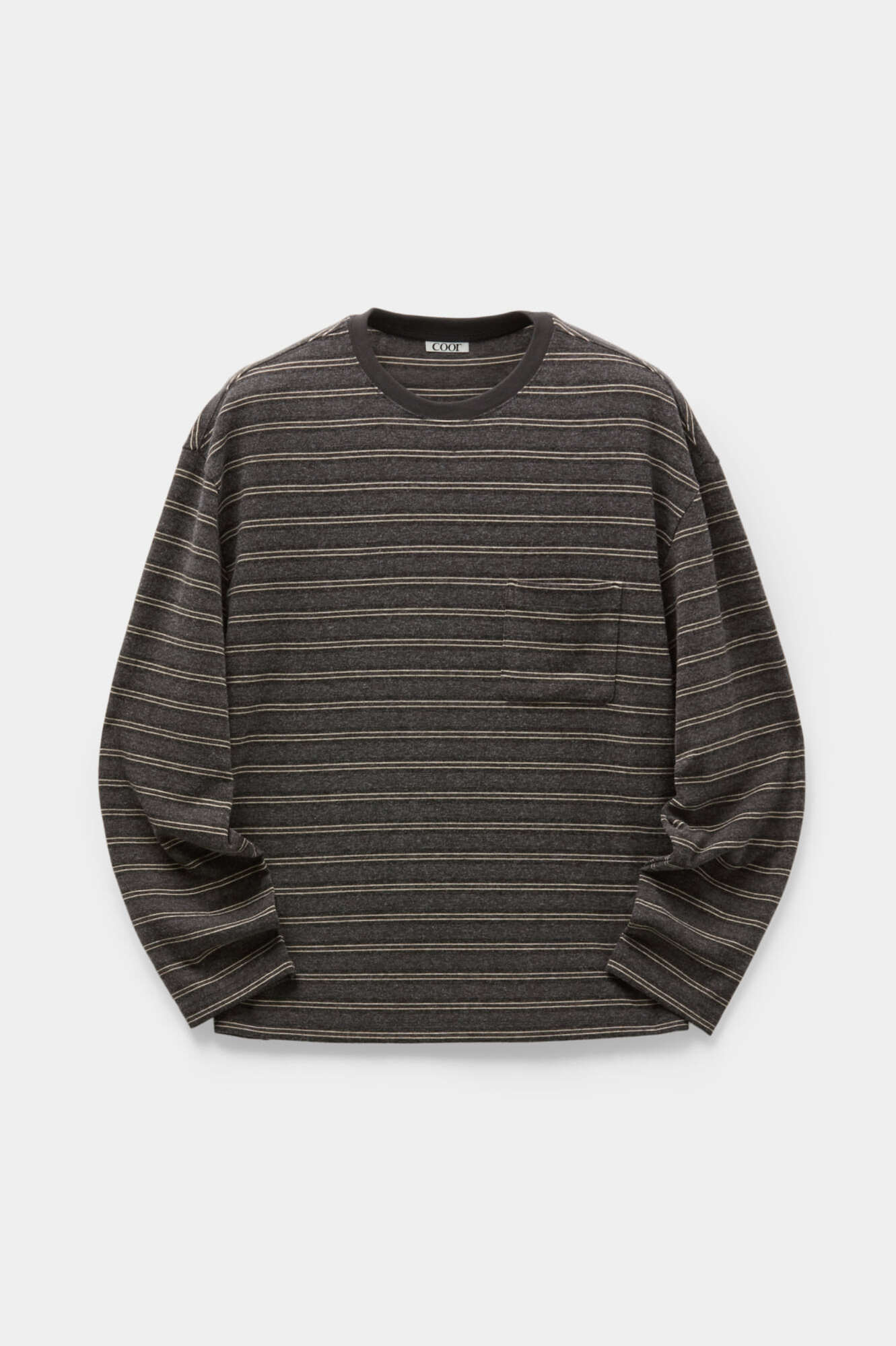 Coor - Soft Brushed Multi Pin Stripe T-Shirt (Charcoal) product image 1 | TRAB K-Fashion Australia