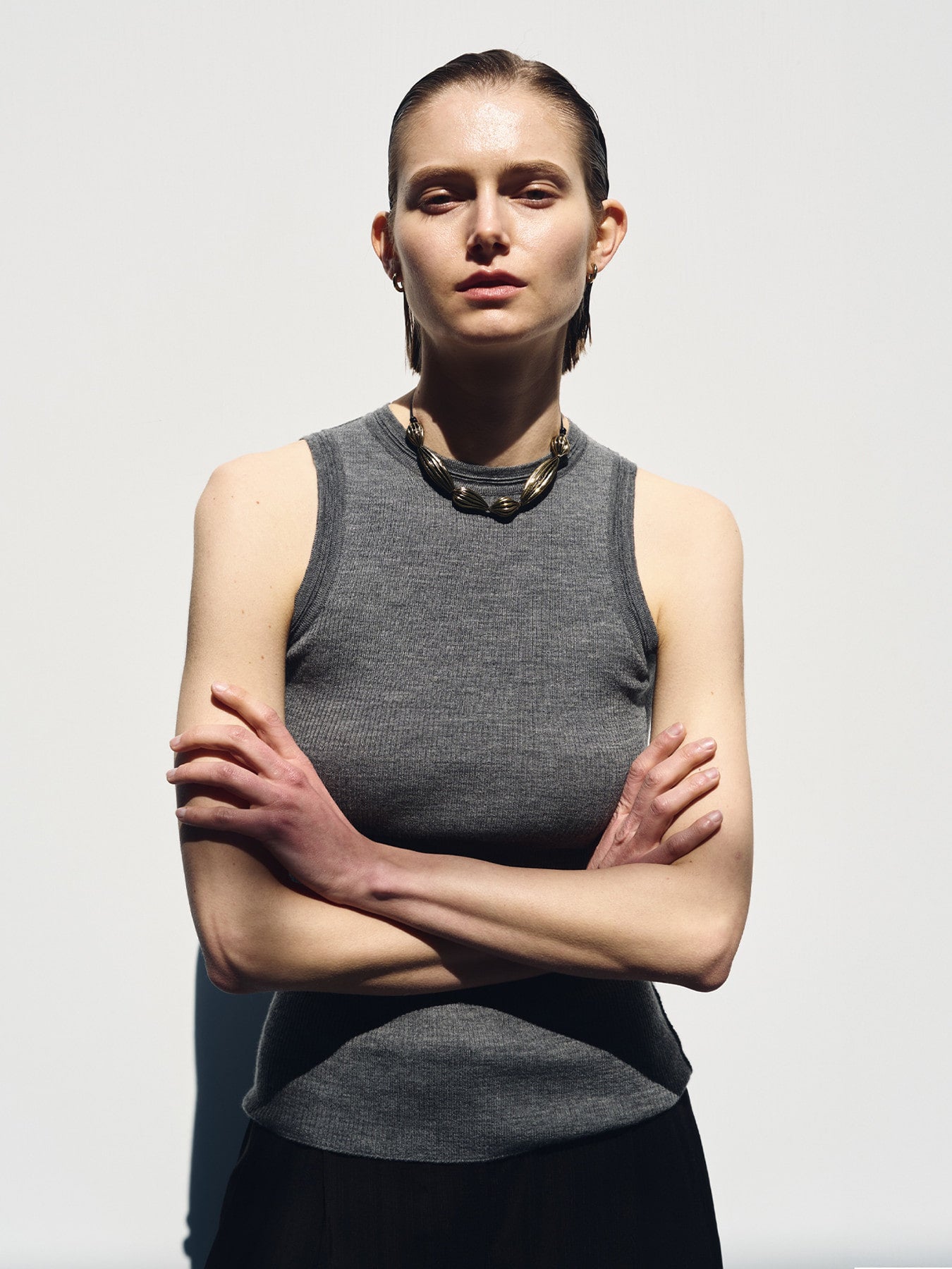 Tonywack - Wool Cashmere Ribbed Tank Top (Dark Grey) product image 5 | TRAB K-Fashion Australia