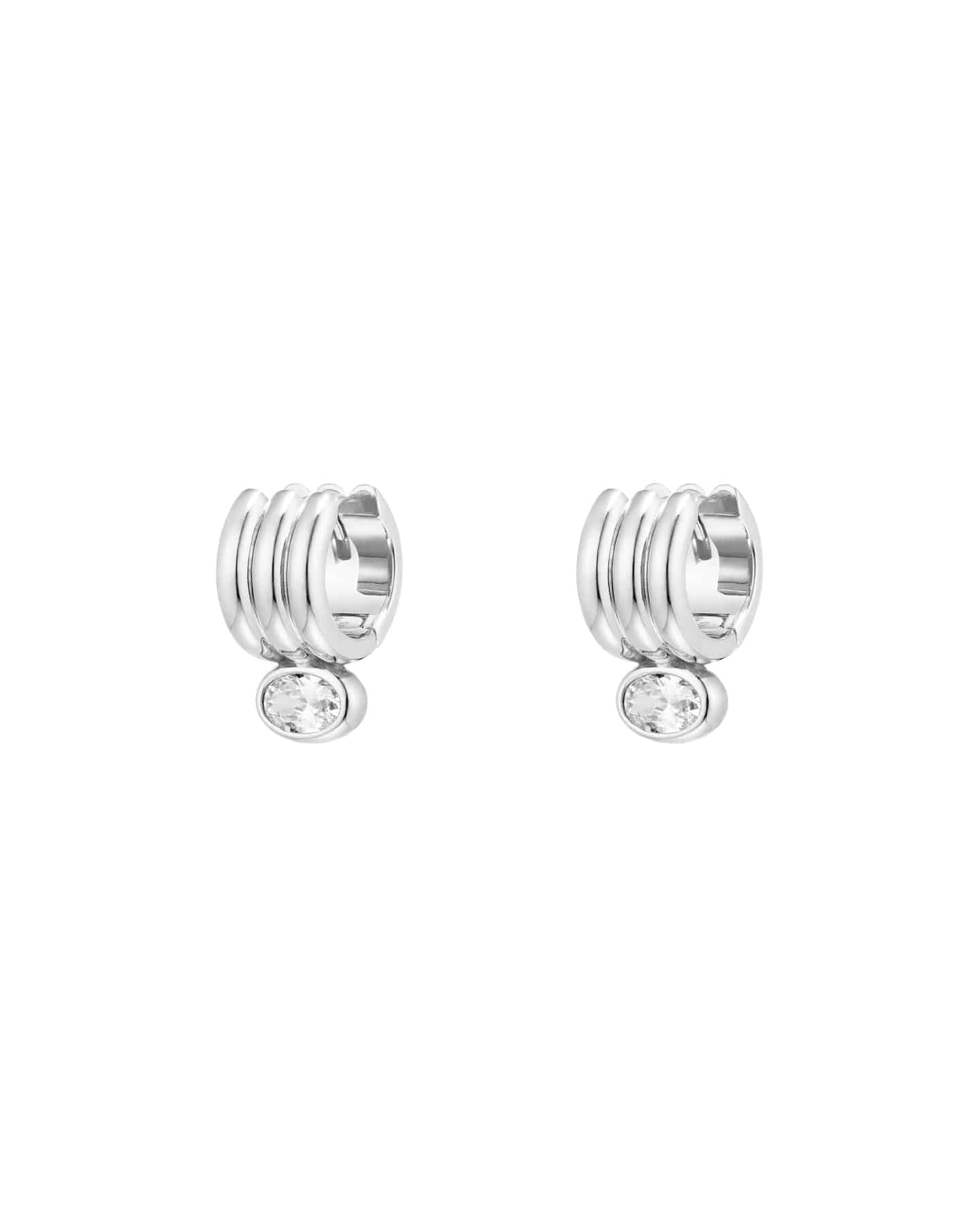 Numbering - Triple Pipe Bezel Stone Drop Hoop Earrings #3303 product image 4 | TRAB K-Fashion Australia