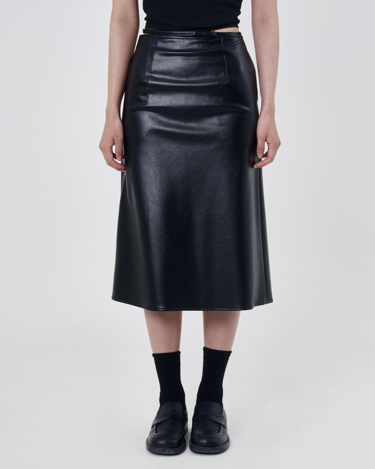 Brownyard - Crack Leather Midi Skirt (Black) product image 1 | TRAB K-Fashion Australia