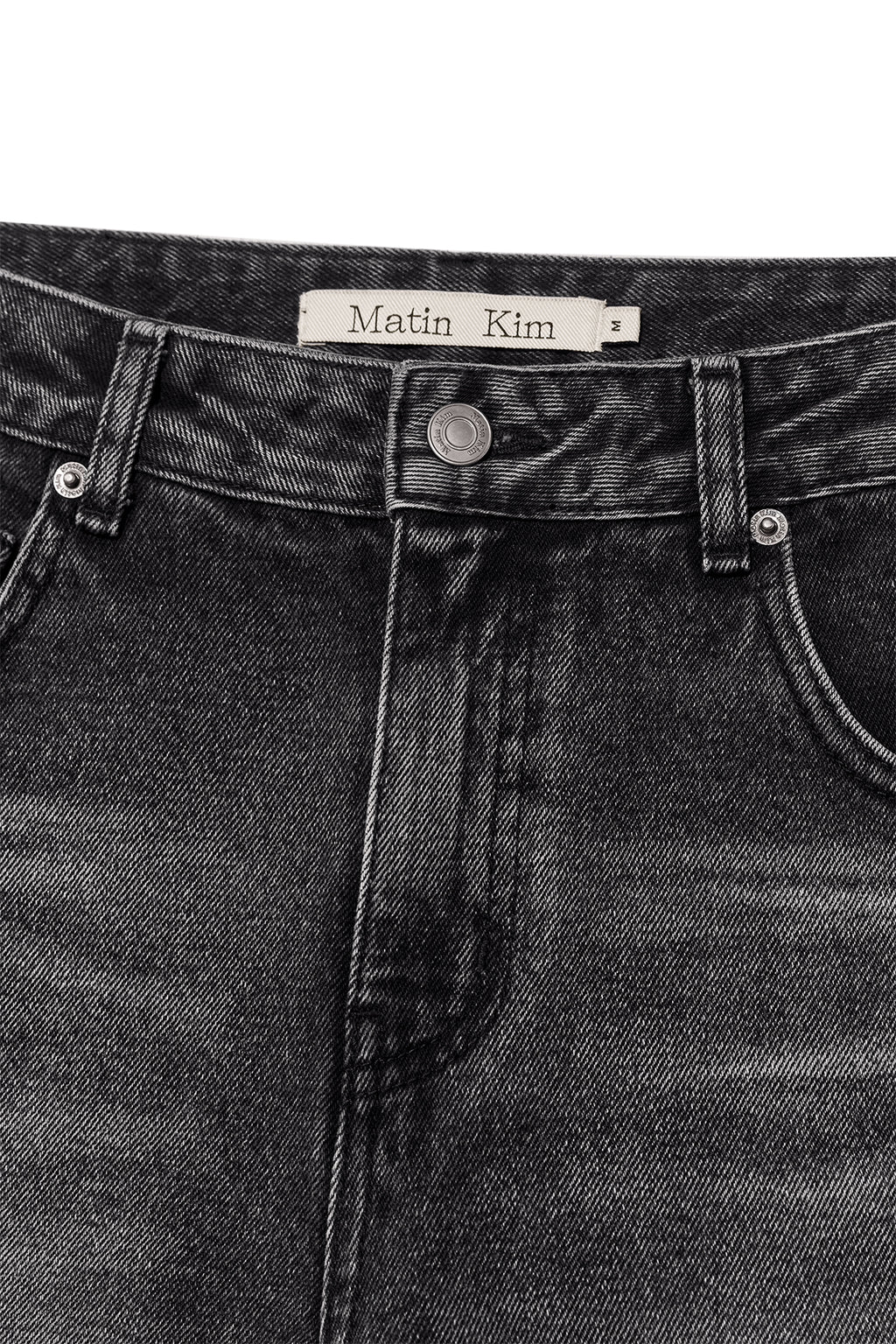 Matin Kim - Deep Washed Semi Boots Cut Denim Pants (Charcoal) product image 3 | TRAB K-Fashion Australia