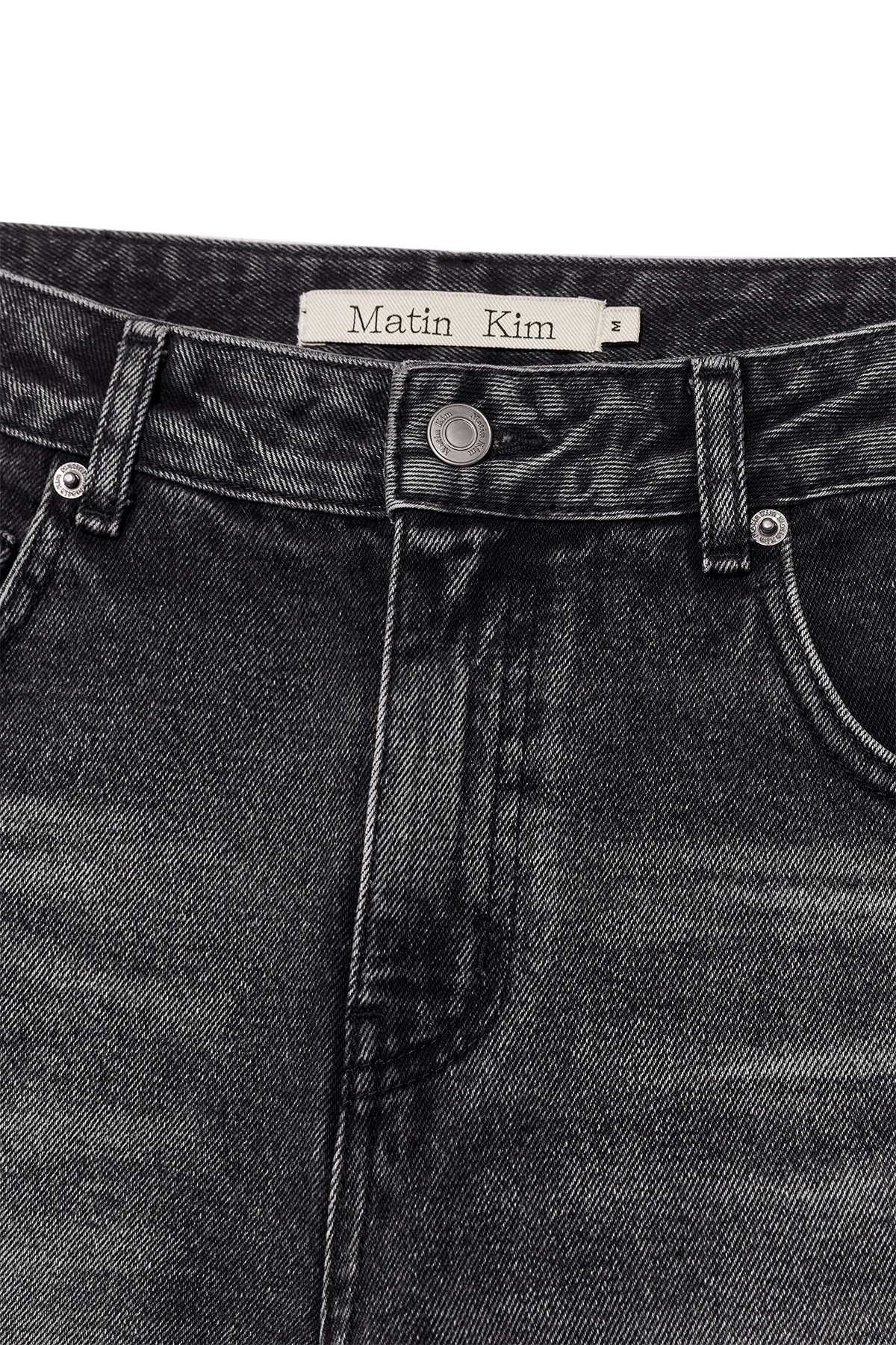 Matin Kim - Deep Washed Semi Boots Cut Denim Pants (Charcoal) product image 3 | TRAB K-Fashion Australia