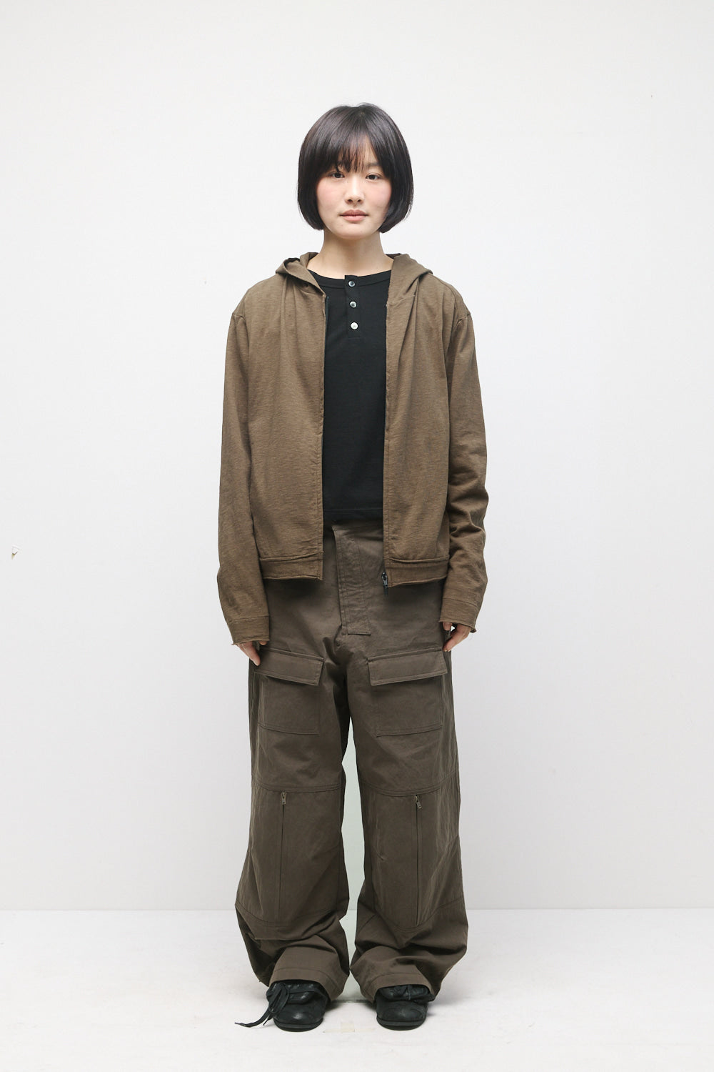 Hatchingroom - Rough Hoodie Slub (Dark Khaki) product image 4 | TRAB K-Fashion Australia